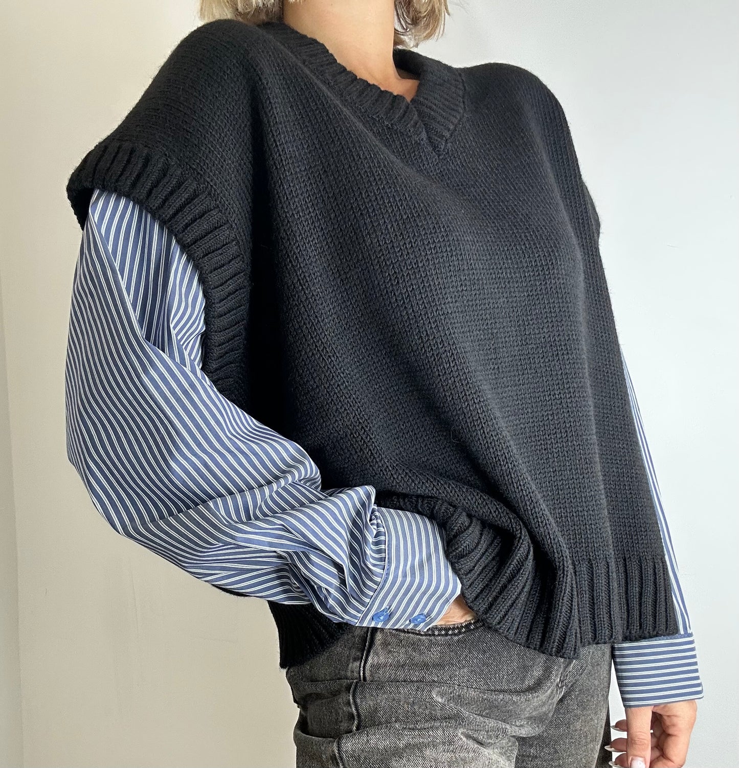 Maglione combinato Nero