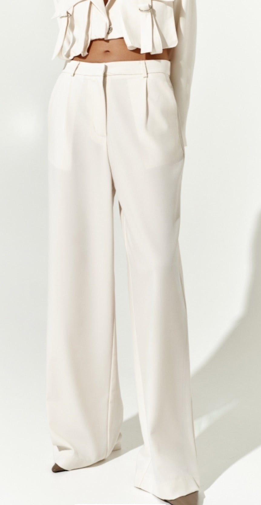 Pantalone panna vita alta