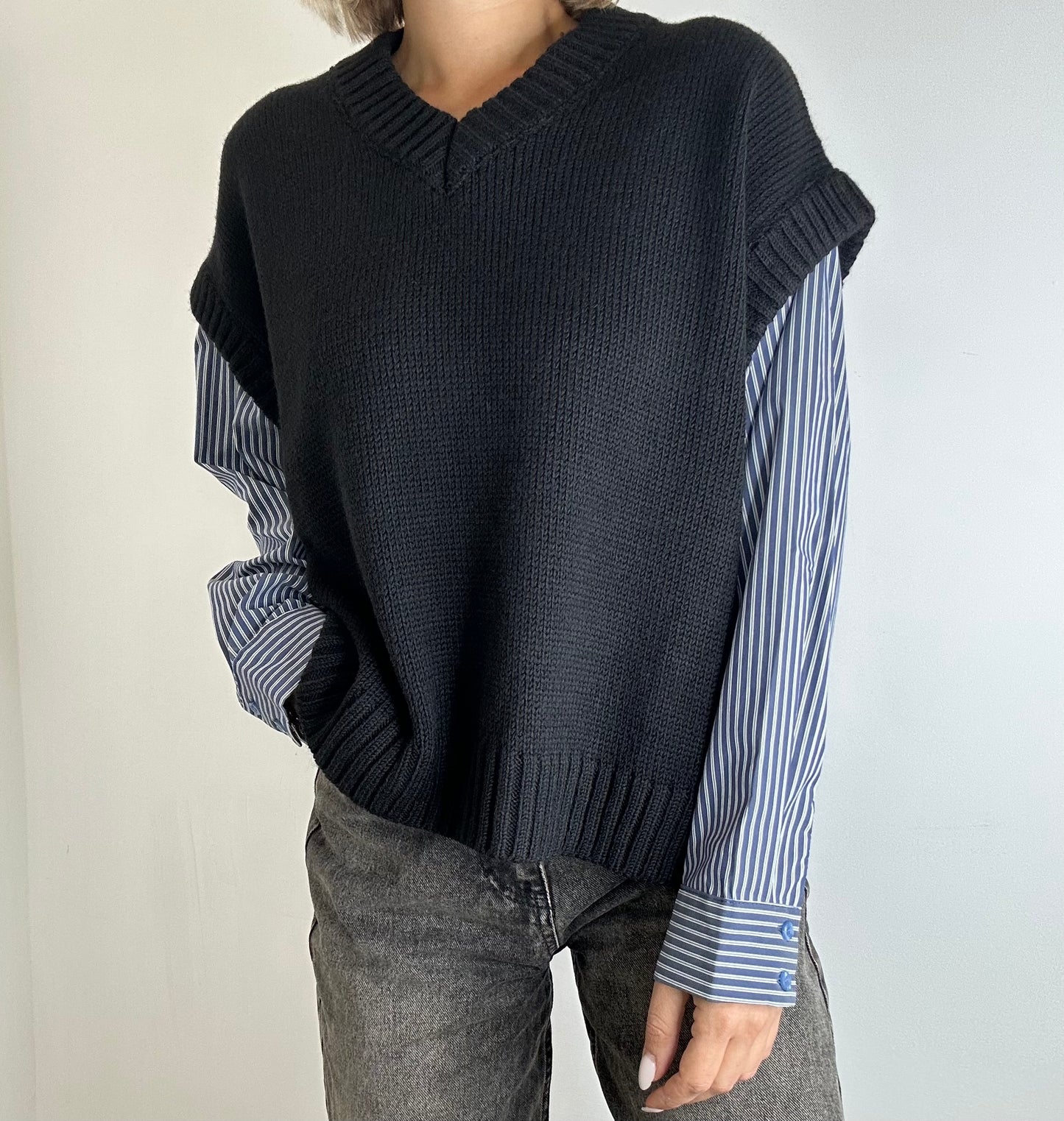 Maglione combinato Nero