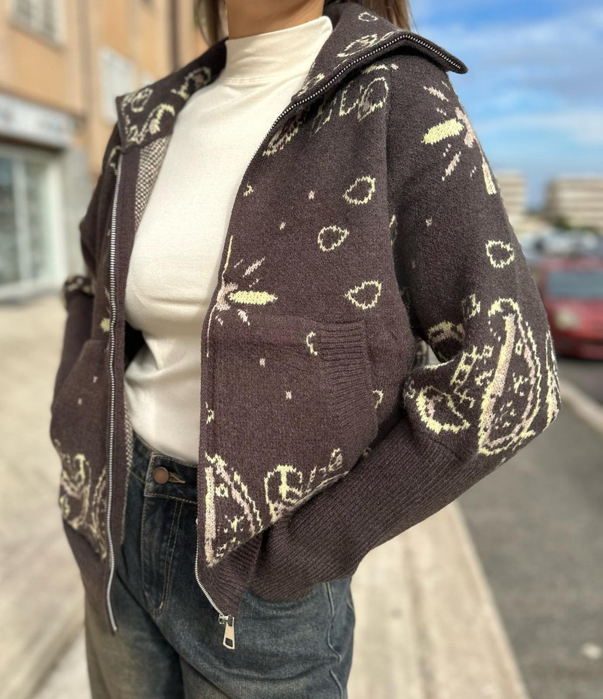 Cardigan con zip