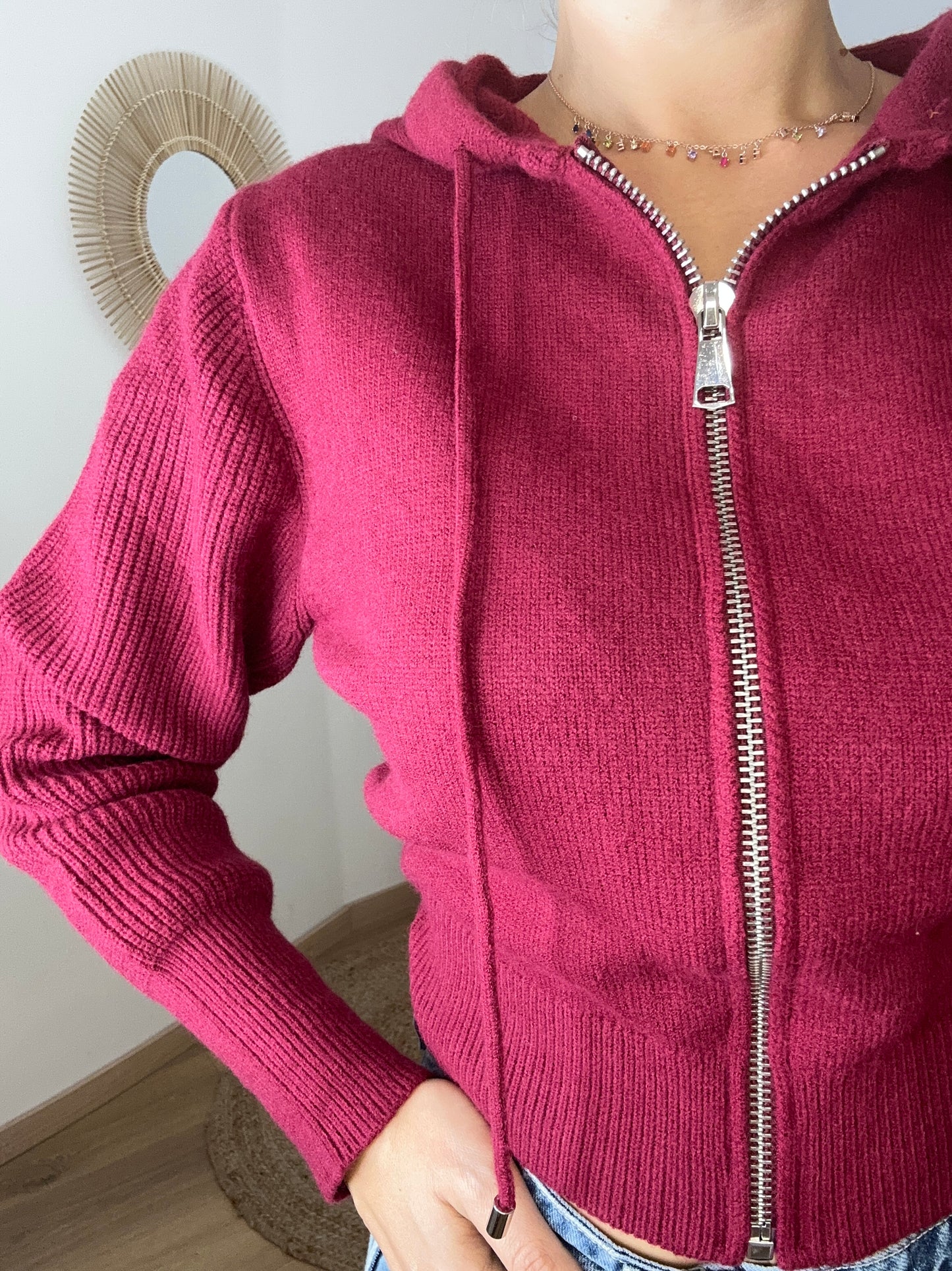 Maglione con zip Rosso cardinale