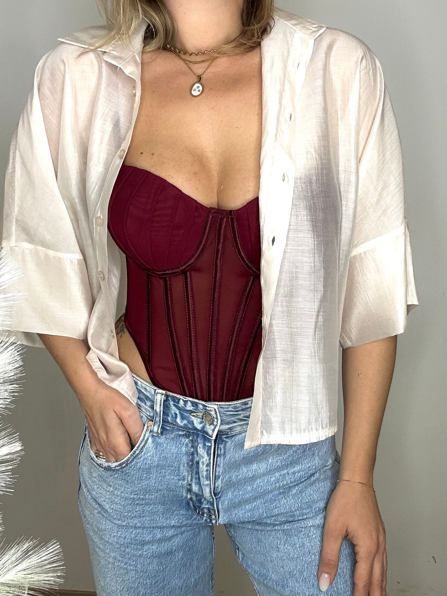 Camicia 1/2 manica trasparente