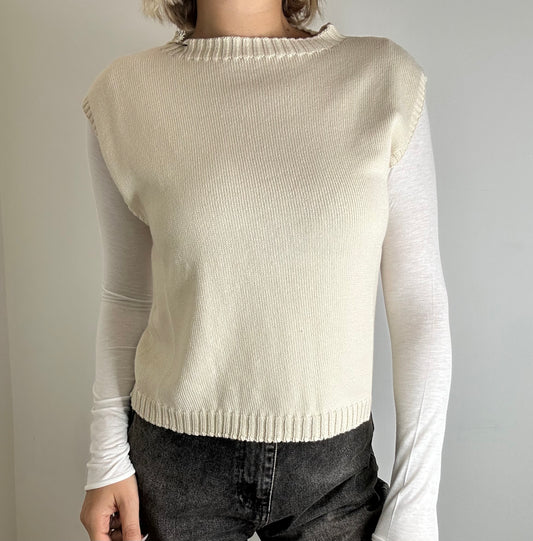 Maglia smanicata crema