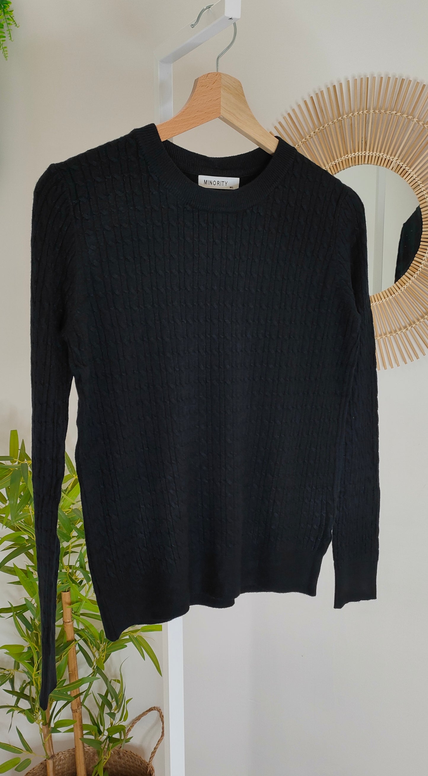 Maglia treccia nera