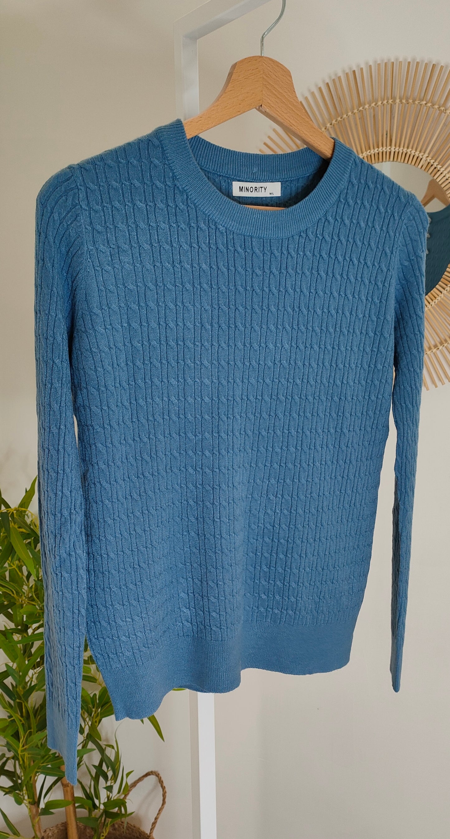 Maglia treccia azzurra