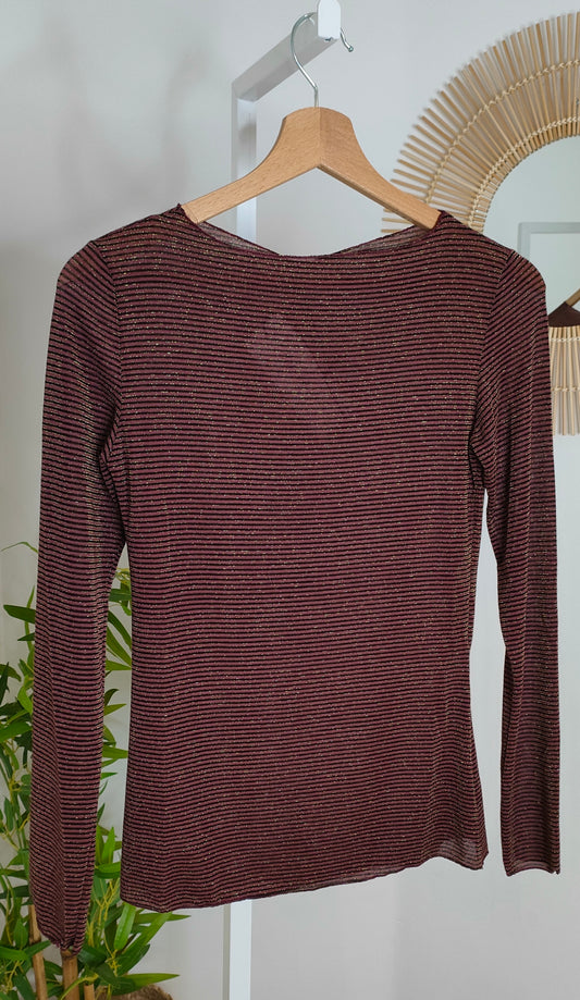 Maglia cashmere riga bordeaux