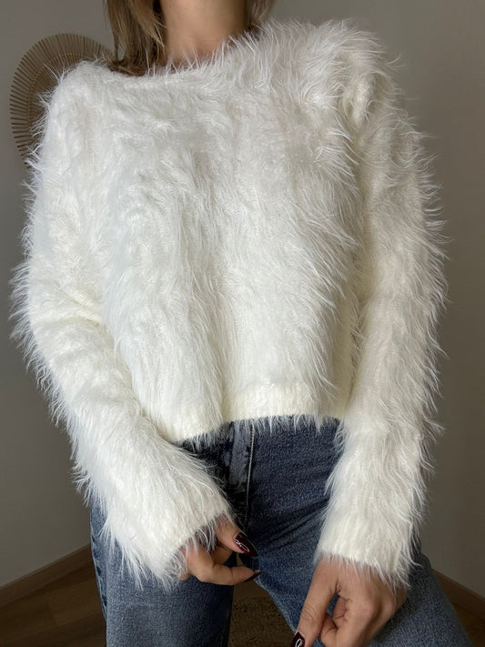 Maglione hairy bianco