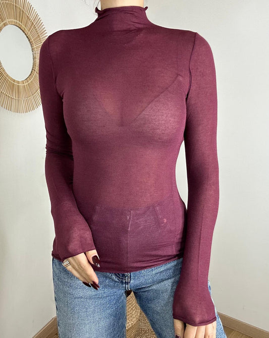 Maglia cashmere bordeaux lupetto