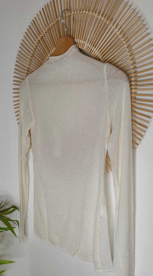 Maglia misto cashmere lupetto panna