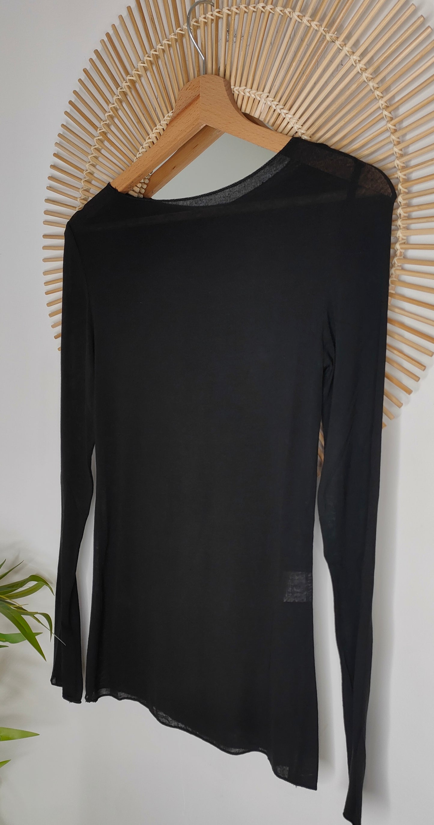 Maglia misto cashmere barchetta nera