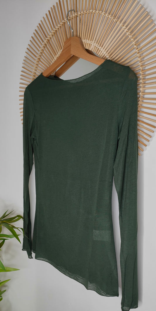 Maglia misto cashmere barchetta verde