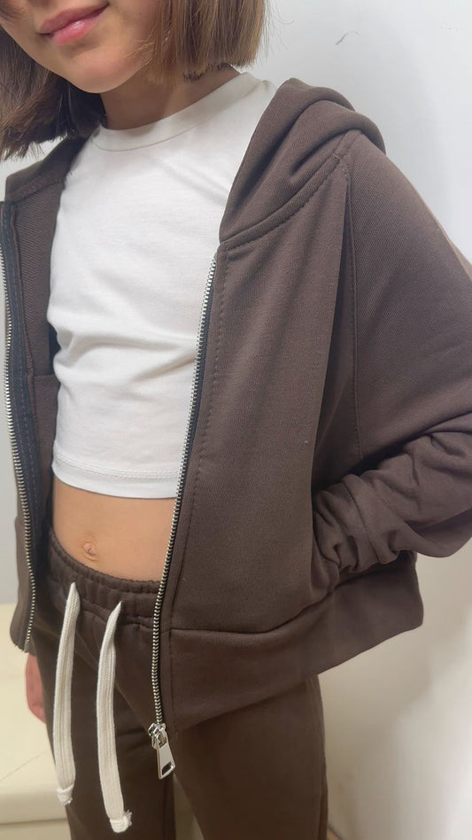 Felpa con cappuccio crop