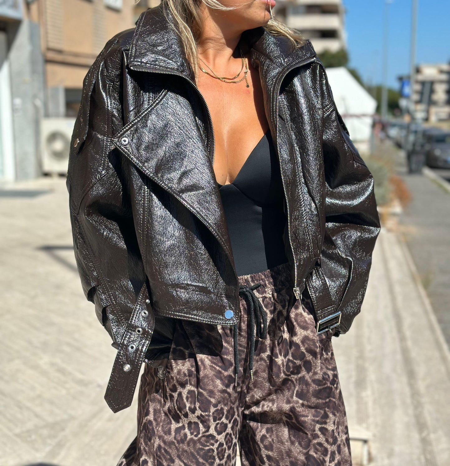 Bomber crop cioccolato