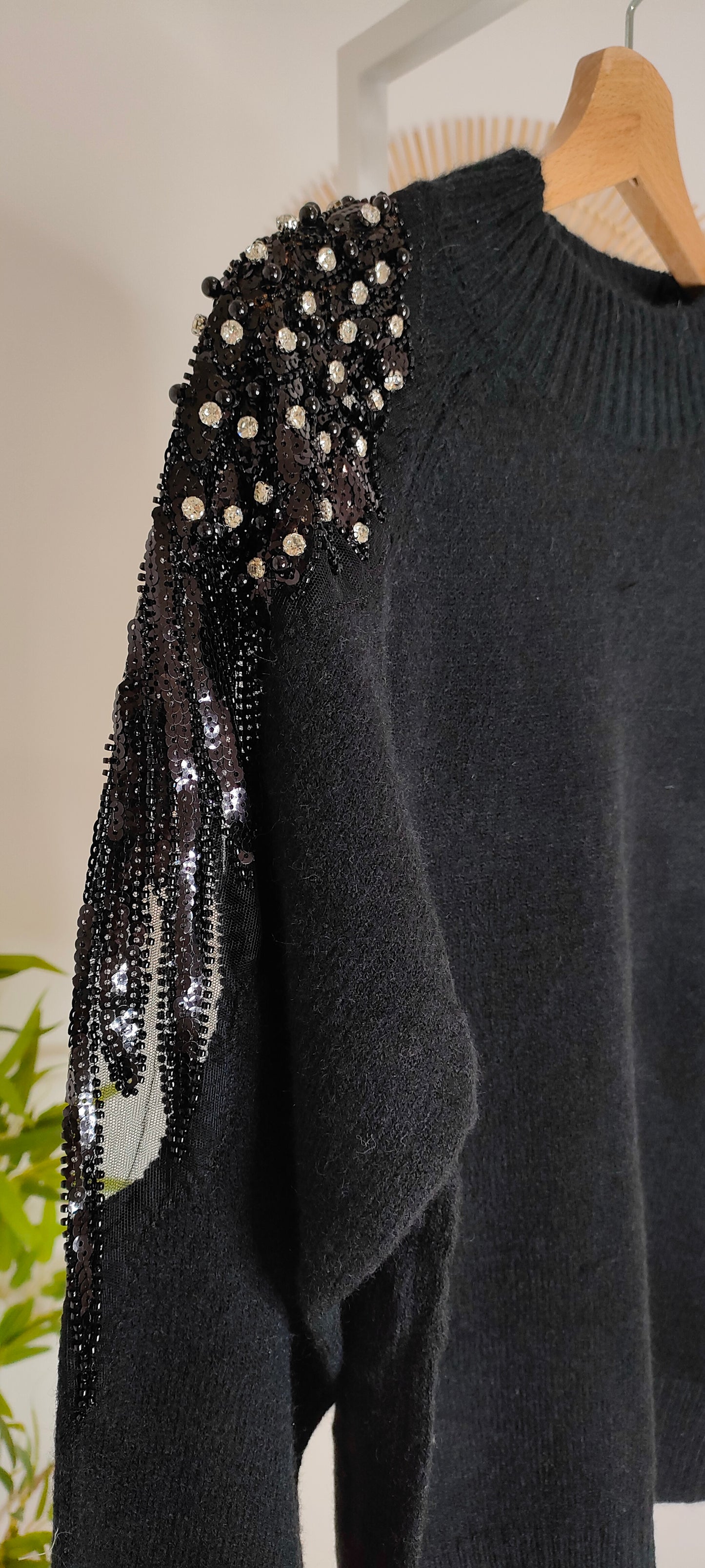 Maglia strass nera