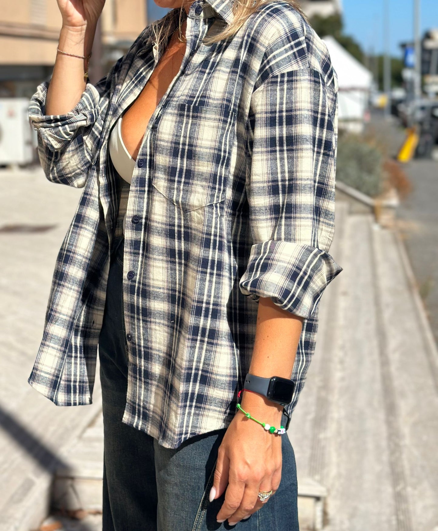 Camicia cotone blu