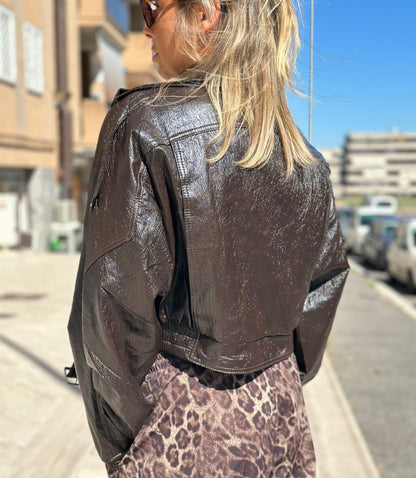 Bomber crop cioccolato