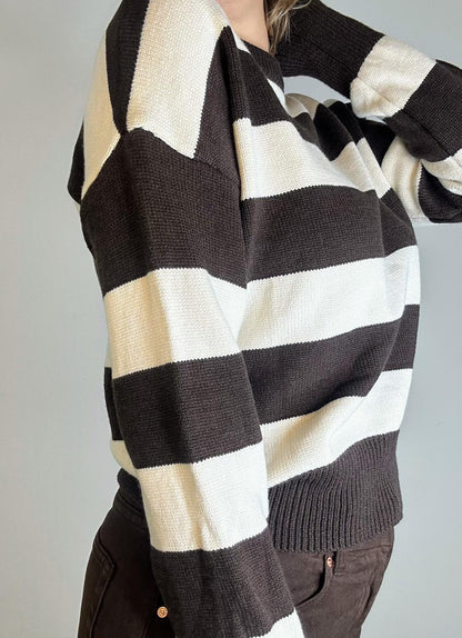 Maglione riga marrone